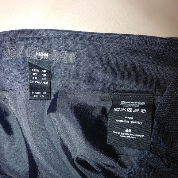 H&M Women's Ruffle Hem Pencil Skirt Size 10 Navy Blue - Picture 3 of 8